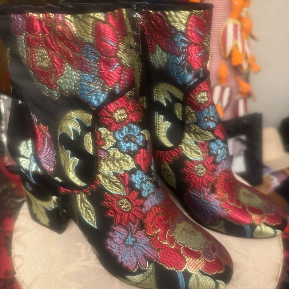Marc Fisher Multicolor Floral Ankle Boots